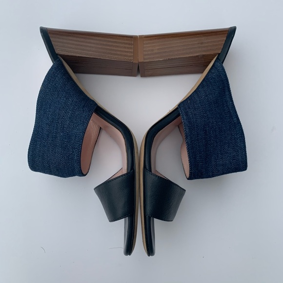 Kate Spade Denim & Wood Block Mule Heels Size 8.5 - Picture 5 of 6